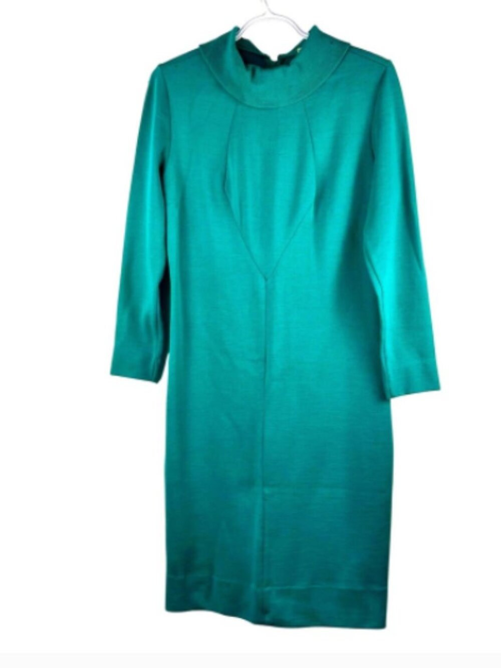 VTG DOMANI‎ Knits Teal Green Mock Neck Long Sleeve Sweater Dress 60's